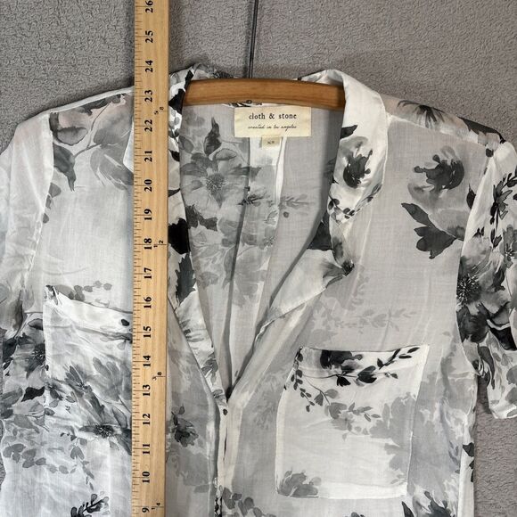 Cloth & Stone Anthropologie Womens Blouse Size XS Lightweight Sheer Boho Florals - Picture 8 of 14